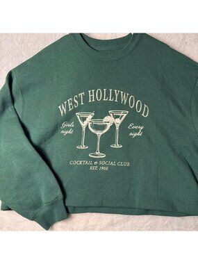 Lazy Sunday Large West Hollywood Green  Sweatshirt Girls Night Out Graphic *cut*